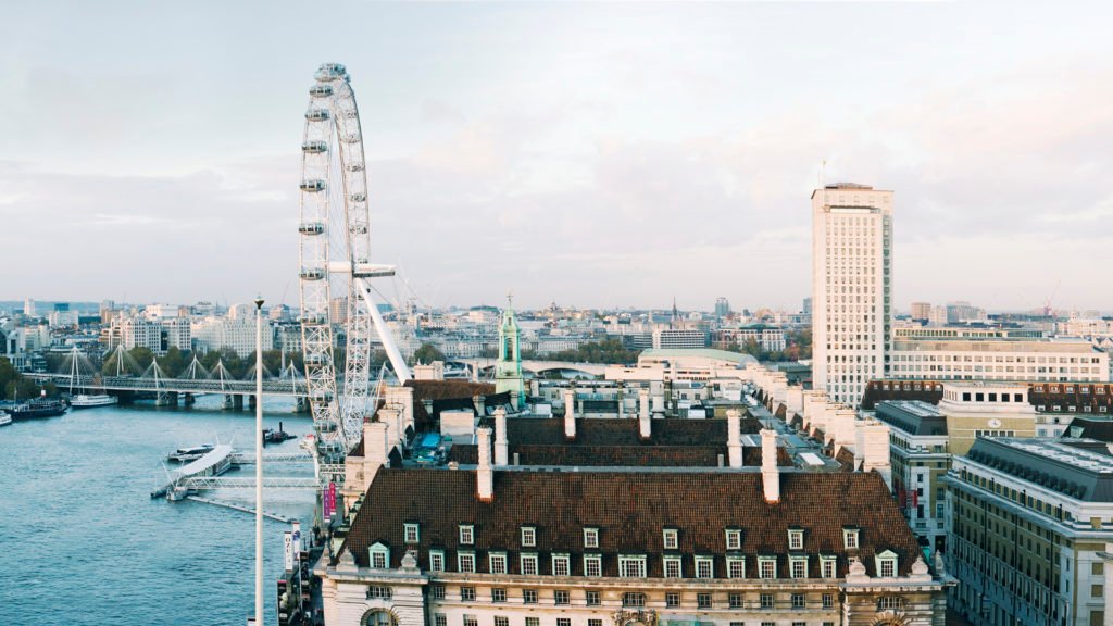 large digitally-composed image of london eye